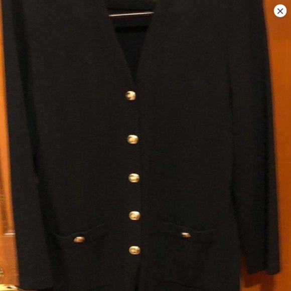St. John's Vintage Knit Cardigan w Gold Buttons - Picture 3 of 6